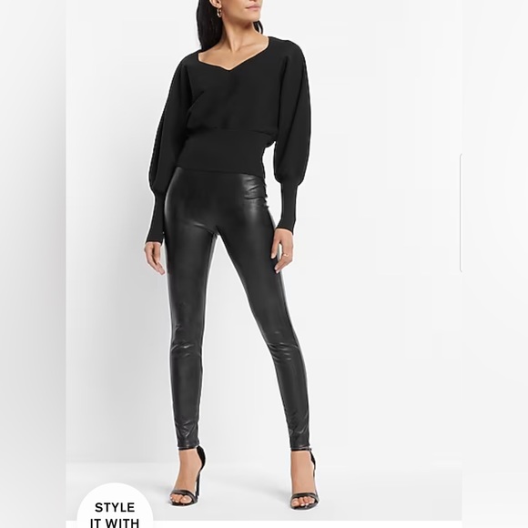 EXPRESS |Super High Waisted Faux Leather Leggings | Size Small - Picture 3 of 14